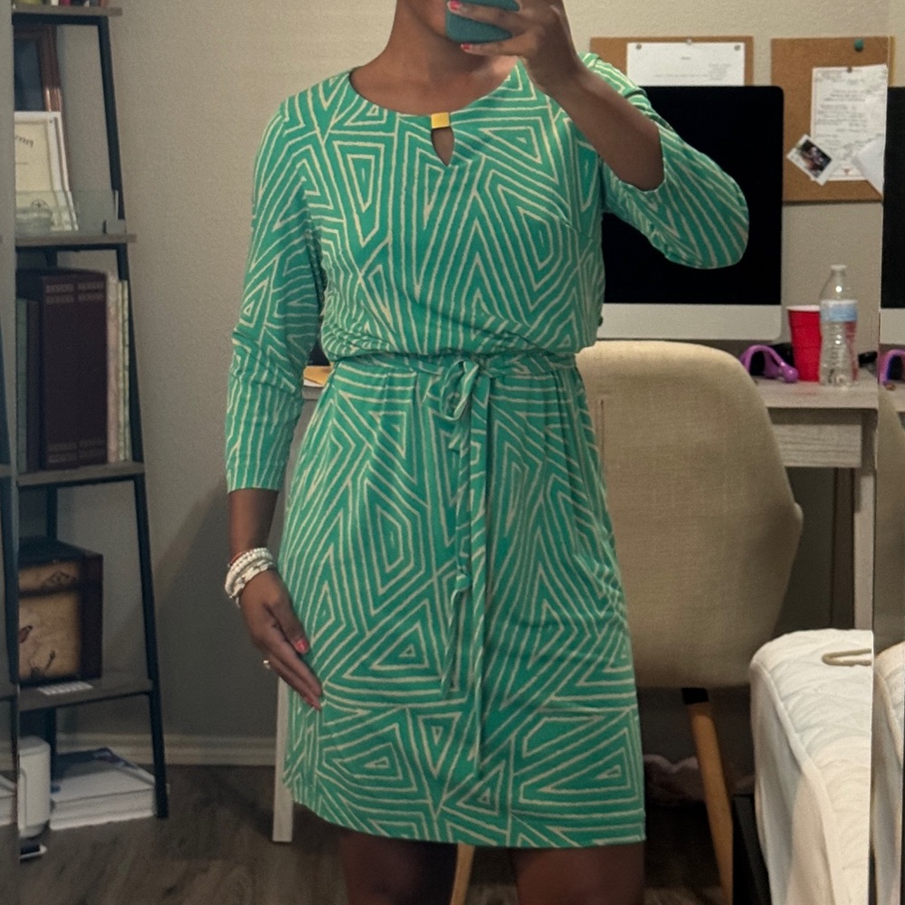 Green Geometric Pattern Dress